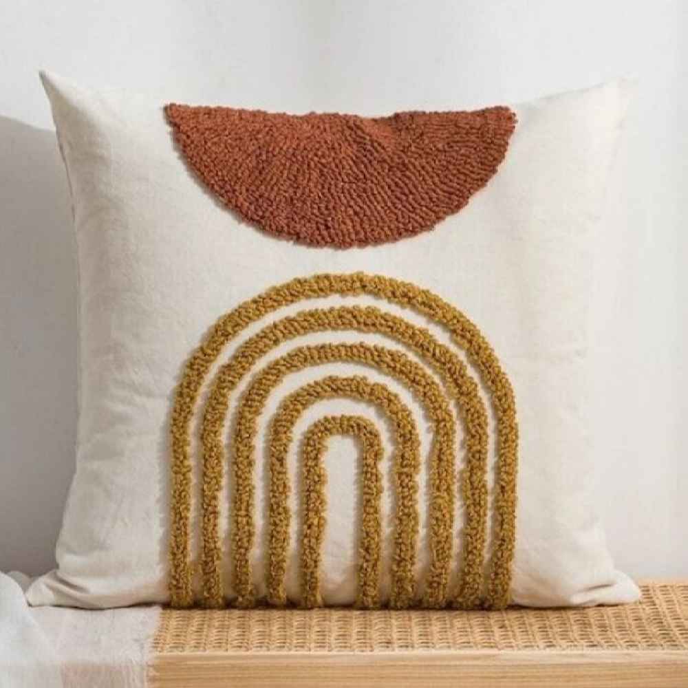 غطاء وسادة مطرز بنقشة إبرة الثقب بتصميم تجريدي موديل نيلا