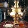 سماور إيراني نحاسي مزخرف لصنع الشاي بالفحم 5 لترات