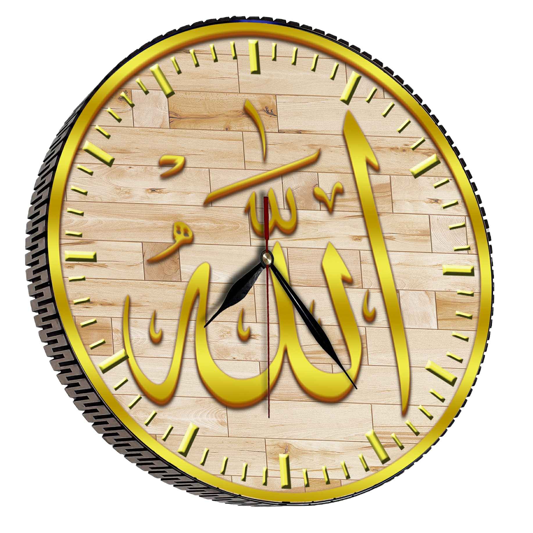 ساعة بتصميم إسلامي مزينة باسم "الله" باللون الذهبي