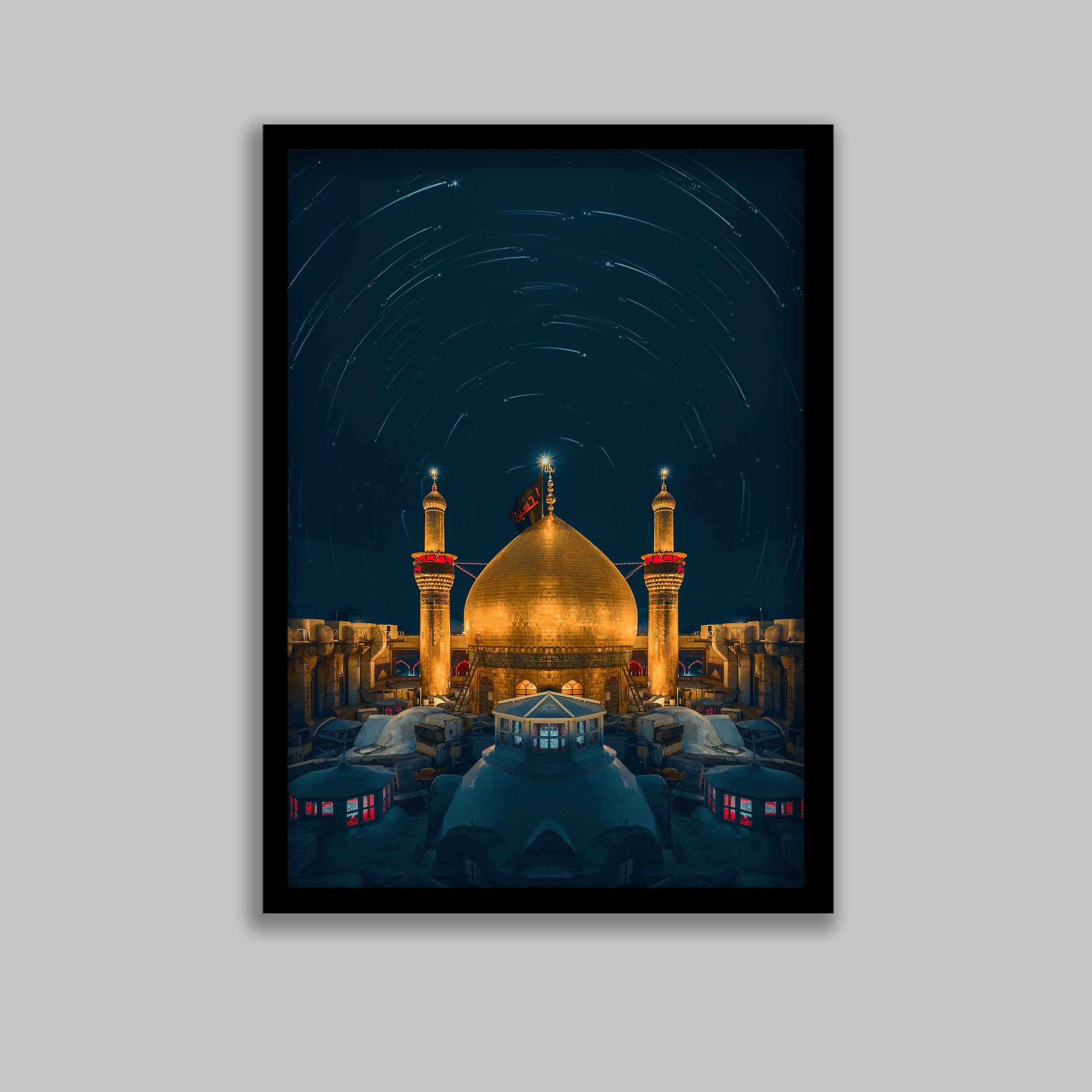 فن القماش الإسلامي - مطبوع ضريح الإمام حسين (فن حائط مؤطر)