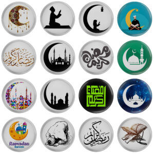 مجموعة أزرار إسلامية – رمضان كريم (16 قطعة)