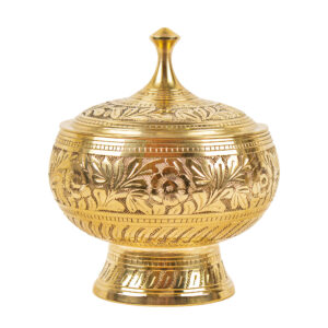 وعاء سكر نحاسي مع غطاء – زهري