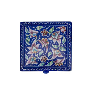 Copper Jewelry Box Hand-Painted with Iranian Minakari Enamel Flowers