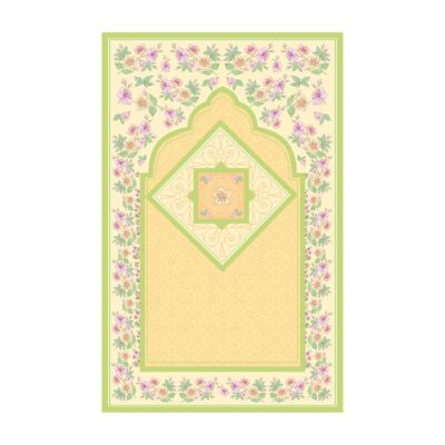 سجادة الصلاة الإسلامية بالمخمل الأصفر الساجدة للمسلمين بتصميم الزهور