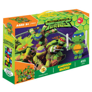 مجموعة ألعاب المكعبات: سلاحف النينجا TMNT – 455 قطعة للأعمار من 3 سنوات فما فوق