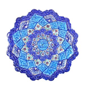لوحة من النحاس الزخرفية مطلية بالمينا الإيراني ومرسومة يدوياً