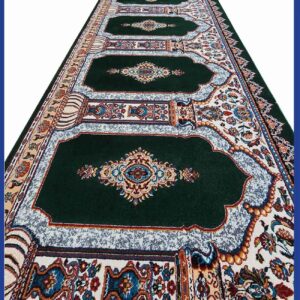 سجادة مسجد إسلامية بتصميم محراب – قطن أخضر، 5 أمتار