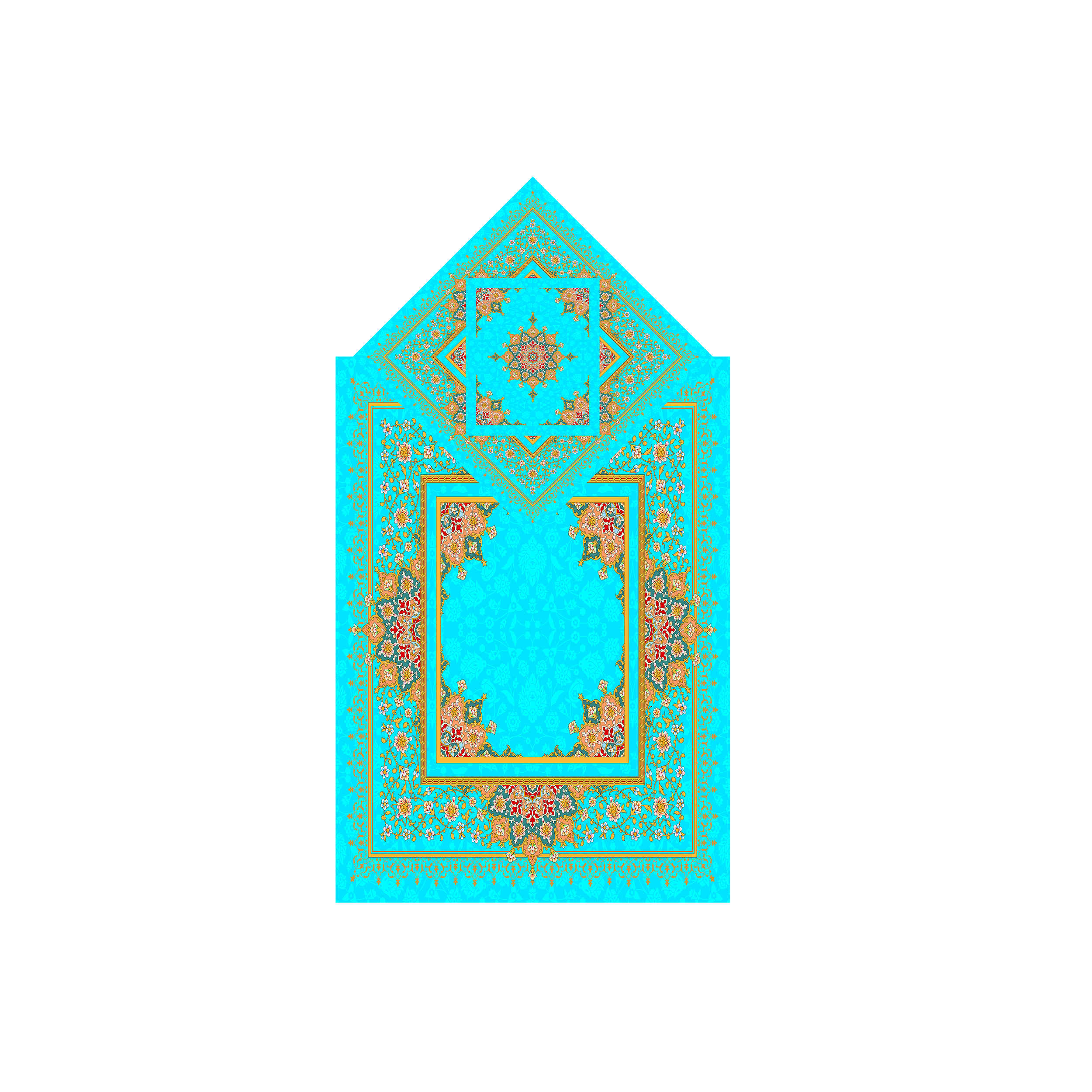 سجادة الصلاة الإسلامية الرقيقة بالمخمل بتصميم إسليمي تقليدي