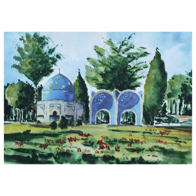 الرسم الواقعي الأصلي بألوان المائية – مقبرة عطار نيشابوري