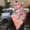 وشاح نسائي بتصميم أزهار من القطن باللون الأزرق