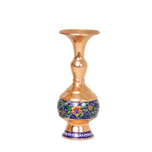 مزهرية نحاسية إيرانية زخرفية مصنوعة يدويًا بتصميم زهري أنيق