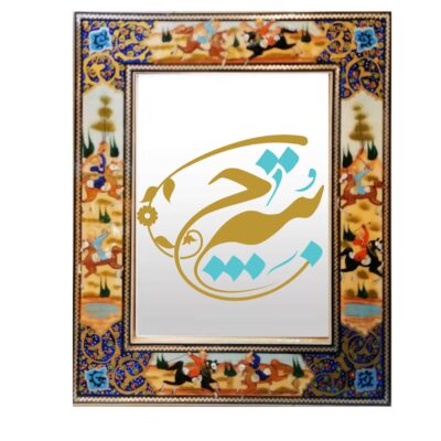 إطار مرآة خشبي إيراني أنيق بتصميم خاتمكاري