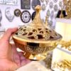 وعاء سكر نحاسي عتيق بتصميم معقد للغطاء
