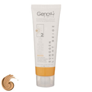 كريم واقي من الشمس ملون – جينوبايوتيك SPF50 بلون بيج فاتح – مناسب للبشرة الدهنية والمختلطة (عبوة من 2)