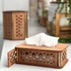غطاء صندوق مناديل خشبي – نقوش هندسية معقدة لتصميم عصري