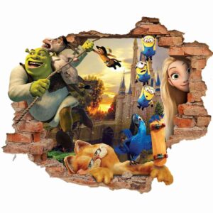 ملصق جدار 3D للأطفال بتصميم مدينة الرسوم المتحركة