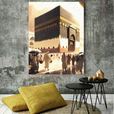 لوحة فنية قماشية إسلامية للكعبة – قلب مكة