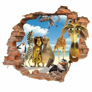 ملصق حائط 3D لحضانة غرفة الطفل موديل ماداغاسكار