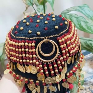 قبعة كردية تقليدية عرقية – مثالية للمناسبات الثقافية مع تصميم العملة