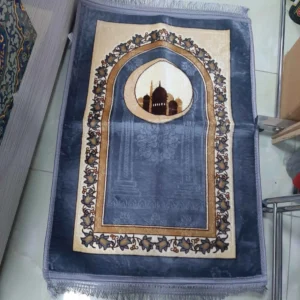 سجادة صلاة إسلامية مخملية جانماز مبطن باللون الأزرق