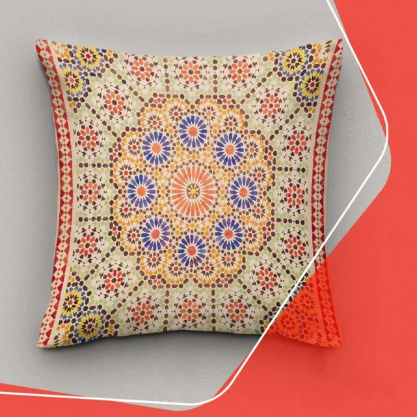 غطاء وسادة مخمل بتصميم هندسي – لمسة ثقافية (2x)