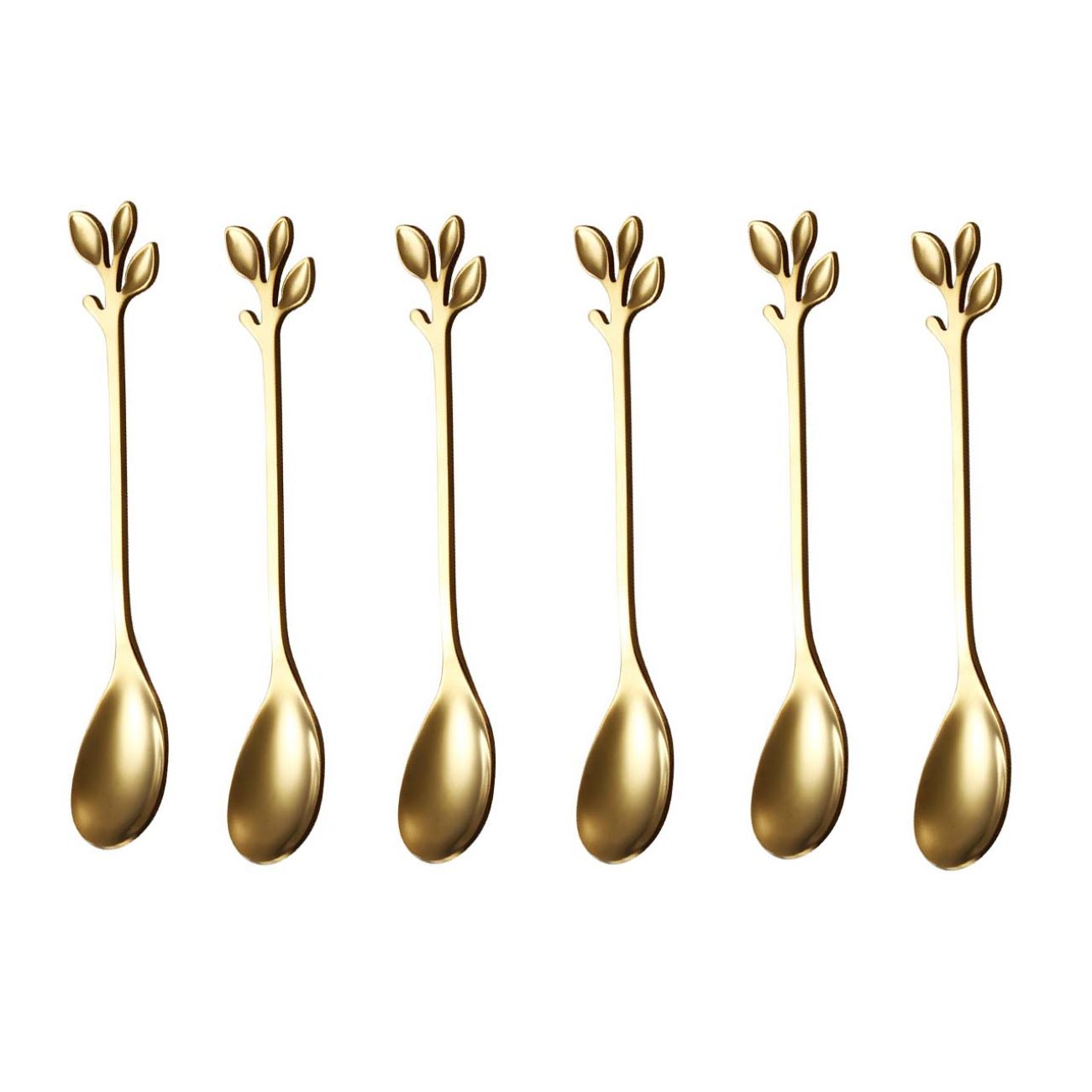 Leaf Design Tea Spoon Set - Elegant 6-Piece Collection for Stylish Dining