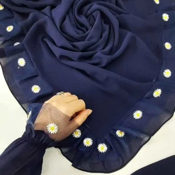 إيشارب مغناه للنساء – إيشارب مع غطاء ذراع مزين بحواف دانتيل زهرة البابونج