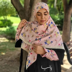 إيشارب مغناه للنساء – إيشارب مع غطاء ذراع مزخرف بالزهور ومشغول مع حواف مقلمة