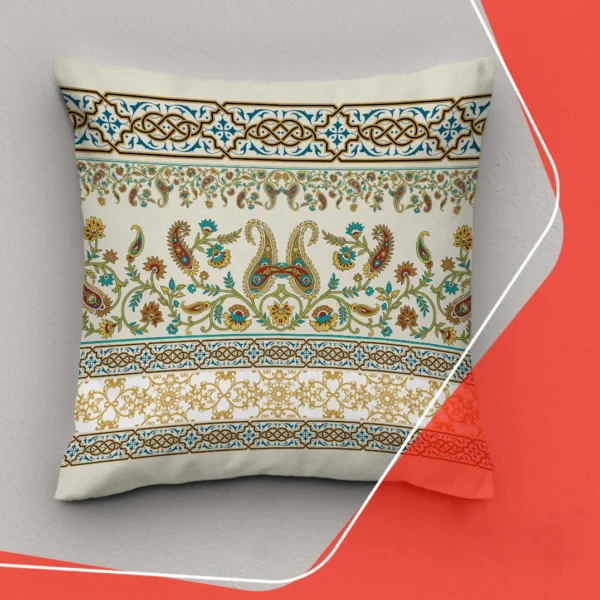 غطاء وسادة مخمل مستوحى من الفن الإيراني بنقش زهري بيسلي (2x)