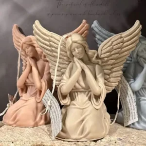 شمعة تمثال يدوي بتصميم الملاك النائم مناسبة للديكور والهدايا (3 قطع)