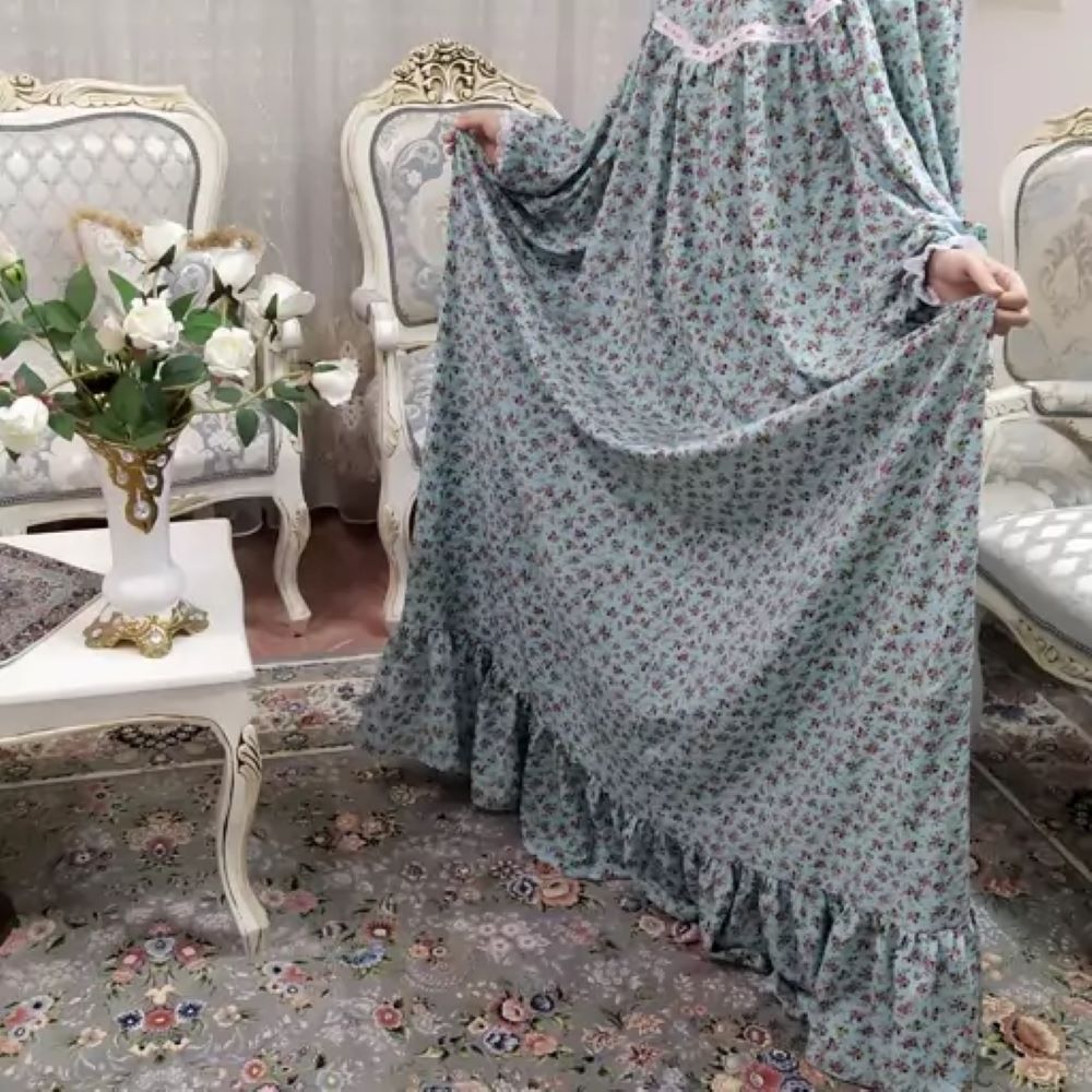 عباءة صلاة إسلامية مع أكمام للسيدات بتصميم سمكة وقماش قطني