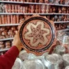 صينية تقديم كبيرة من النحاس بتصميم نجمة مع تطعيمات فضية وتشطيب نانو